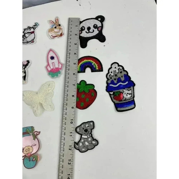 20 PC Assorted Sewing Applique Patches Iron on Sew On NEW Mixed Cats Sequin - Picture 7 of 12